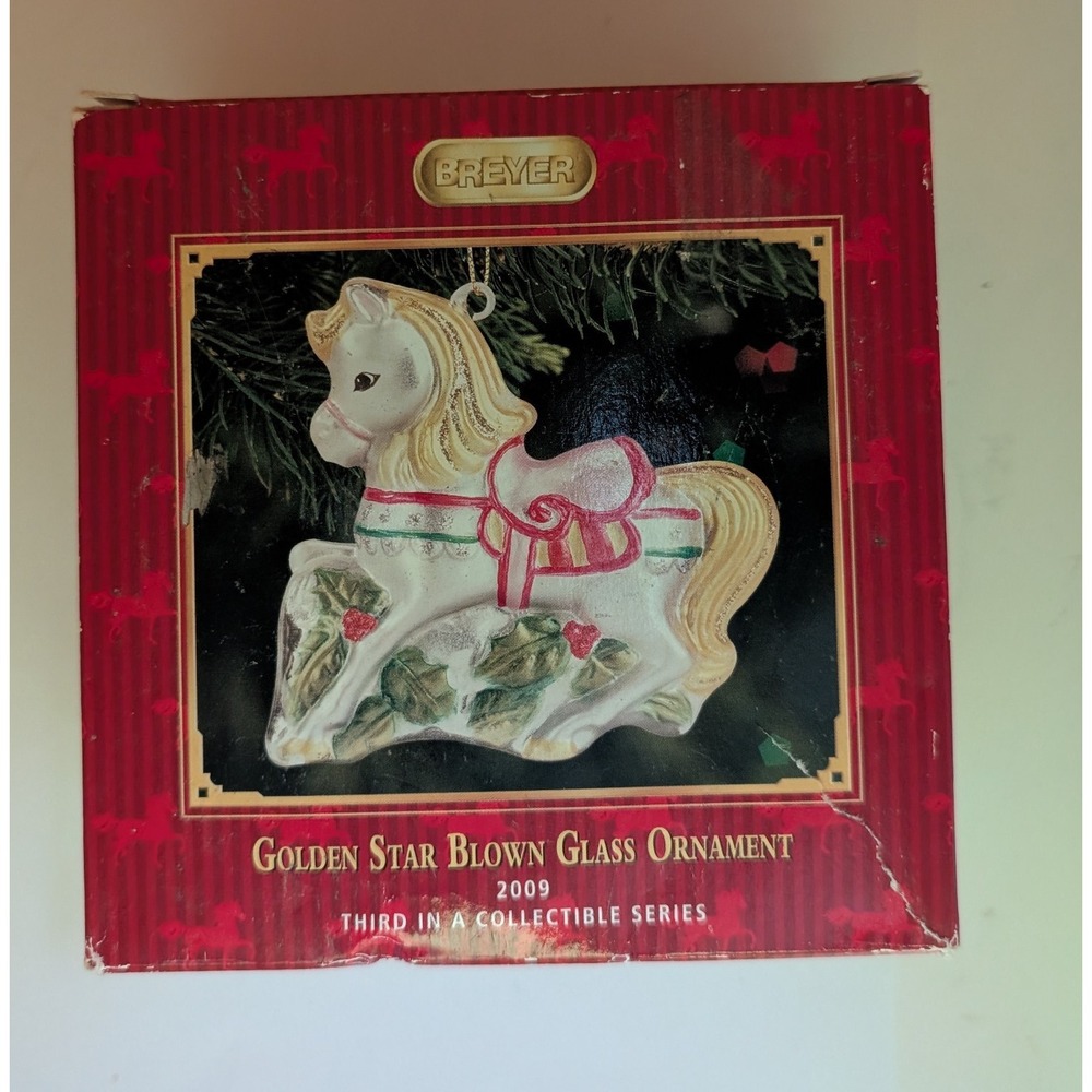 New Breyer Golden Star Blown Glass Ornament Christmas 2009 NIB